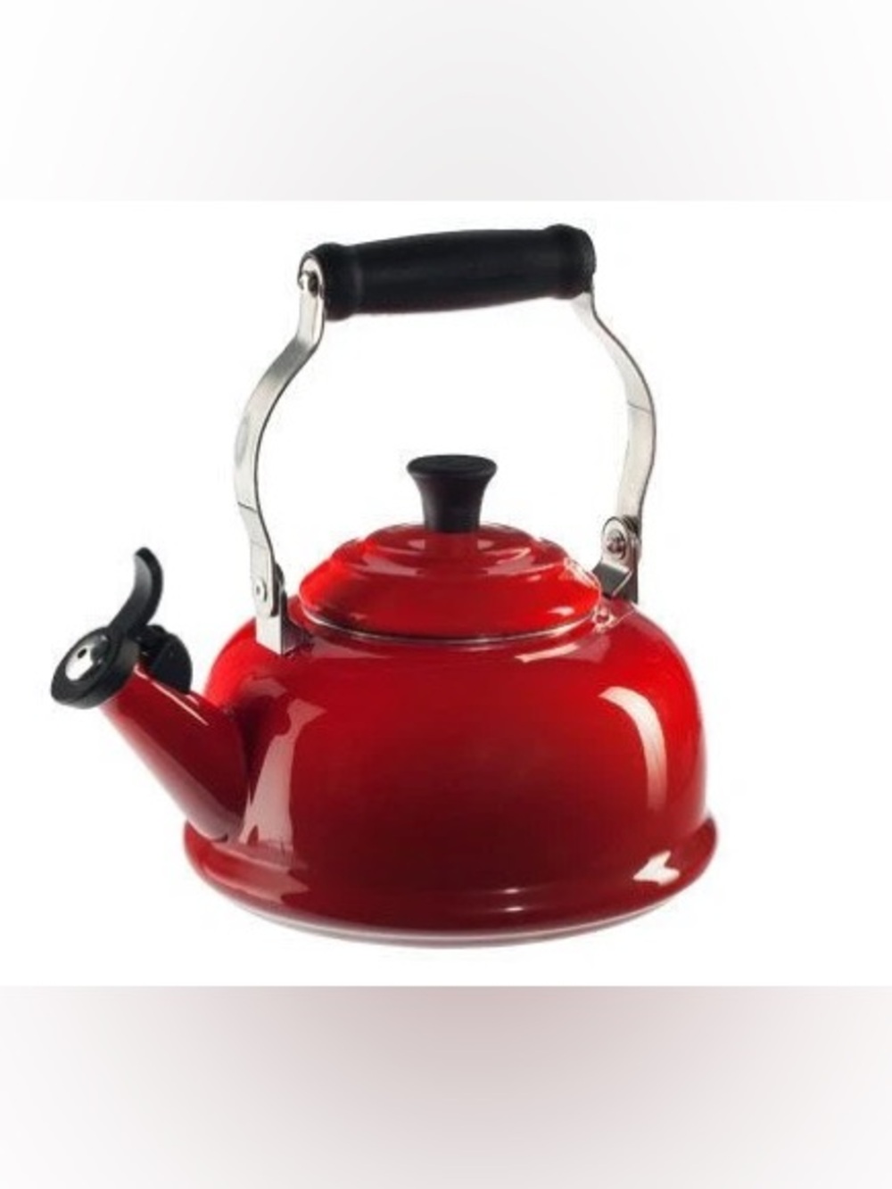 Le Creuset Red Whistling Tea Kettle with Black Handle 1.6L /1.7QT